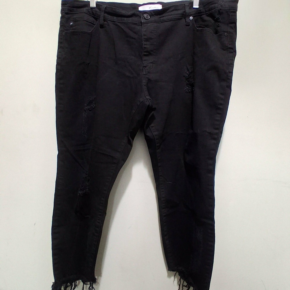 KanCan Jeans Black Distressed Frayed Hem Skinny Leg Plus Size 3XL